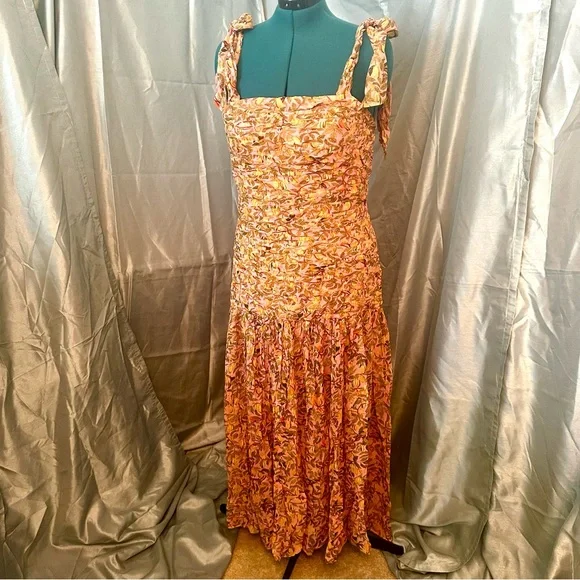 green maxi satin dress Wendy Sage Maxi Dress - US 4